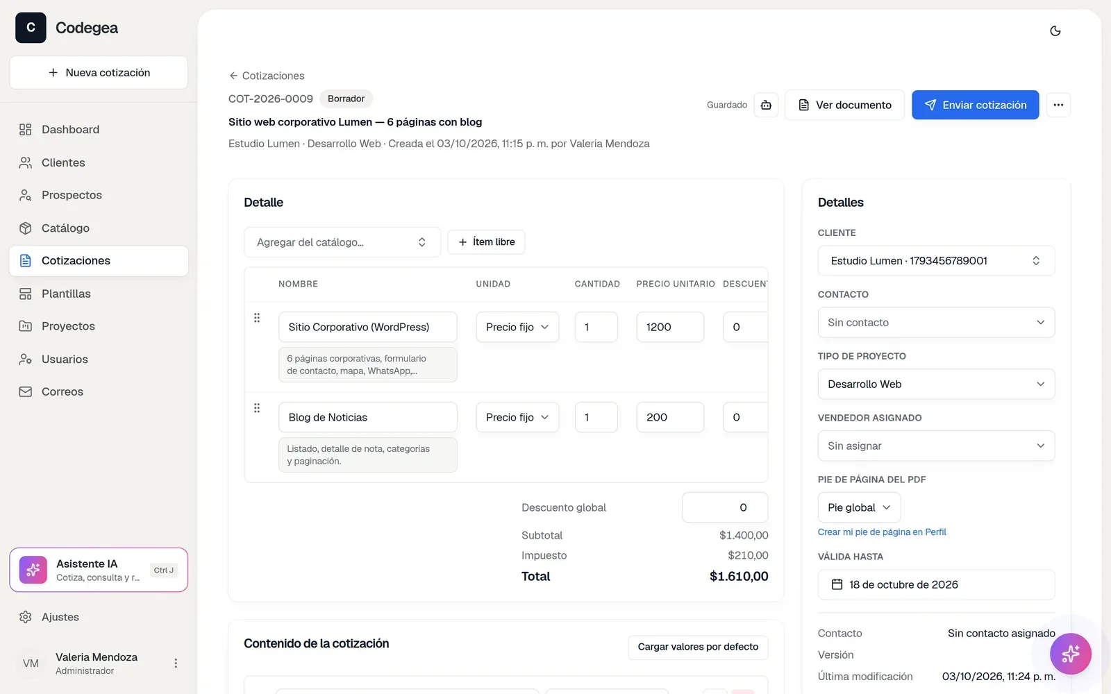 Un cotizador con IA para cotizar servicios en minutos