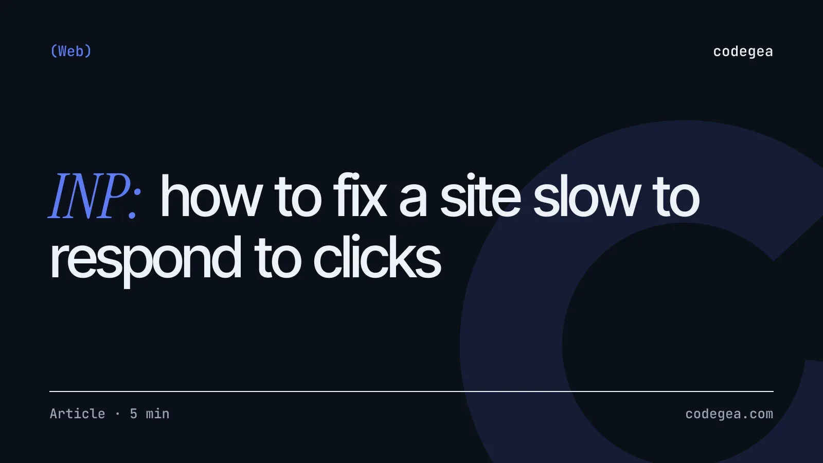 INP: how to fix a website that is slow to respond to clicks